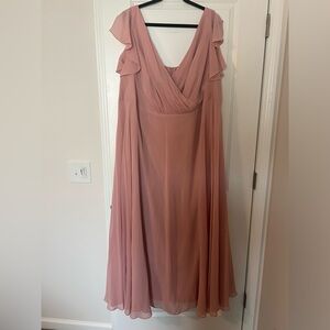 David's Bridal Pink Maxi Dress Elegant Flowing Design